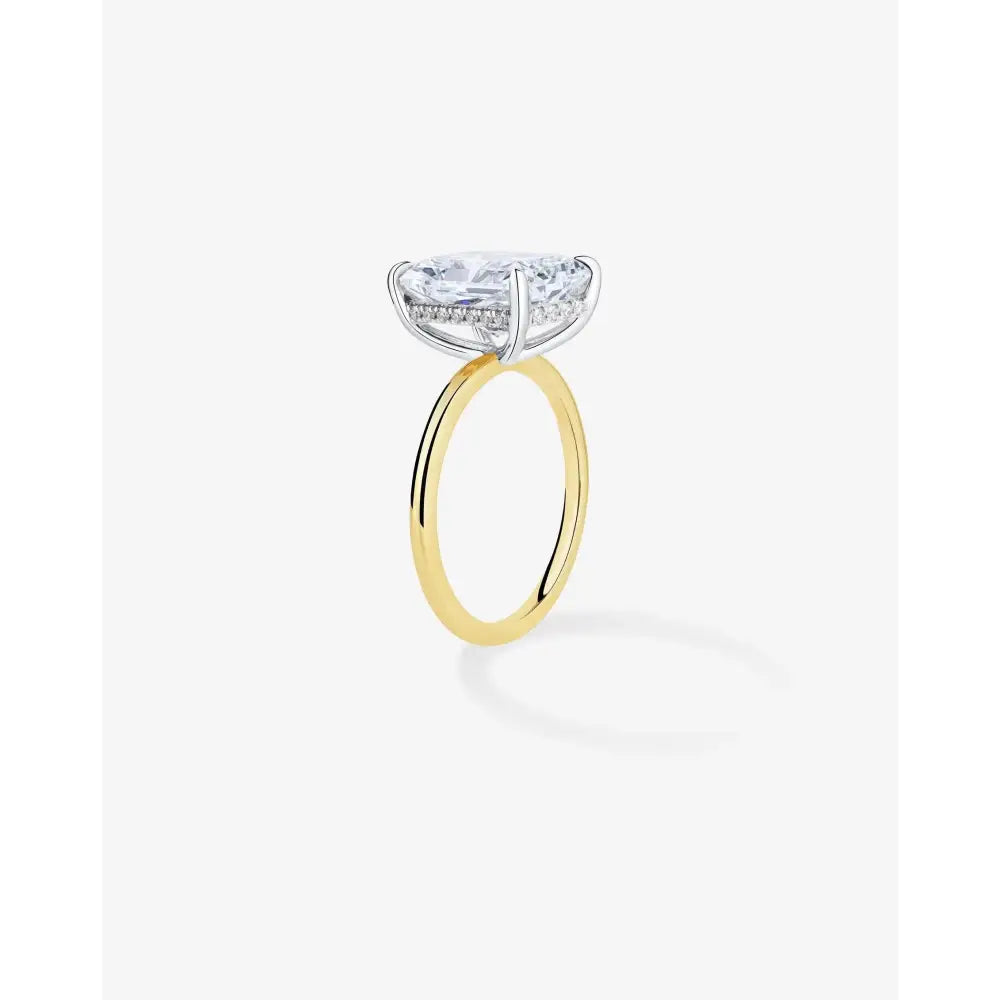 Stunning 3.37 Carat Radiant Lab Diamond in Whisper Thin® Hidden Halo Setting.