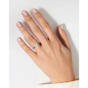 Stunning 3.53ct Cushion Diamond Cloud Solitaire Engagement Ring in 14K Gold.