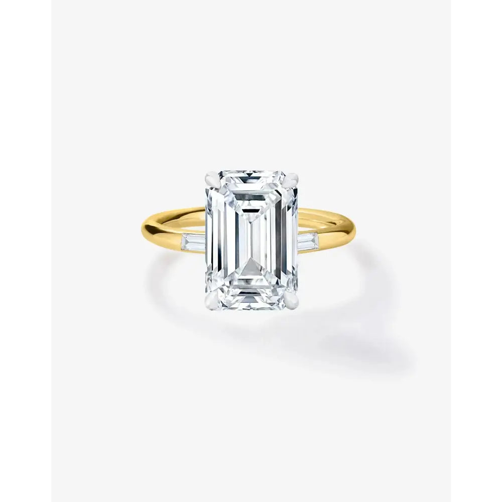 Stunning 3.56ct Emerald & Diamond Cloud Inlay Baguette Ring in 14K Gold - Perfect Engagement Ring!.