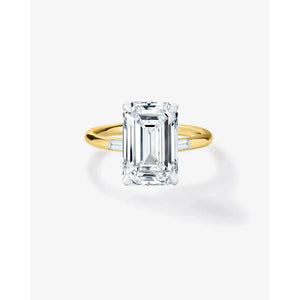 Stunning 3.56ct Emerald & Diamond Cloud Inlay Baguette Ring in 14K Gold - Perfect Engagement Ring!.