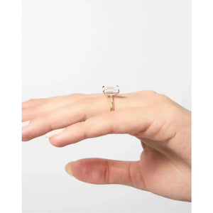 Stunning 3.56ct Emerald & Diamond Cloud Inlay Baguette Ring in 14K Gold - Perfect Engagement Ring!.