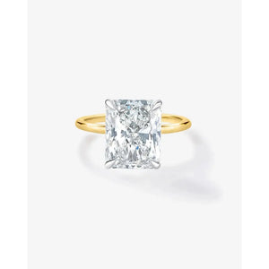 Stunning 3.82ct Radiant Diamond Engagement Ring in Ultra Thin 14K Gold Solitaire Setting.