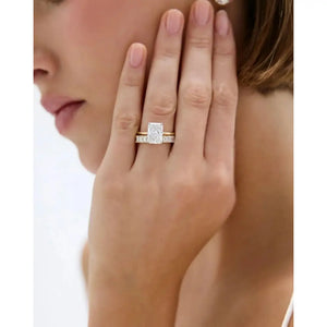 Stunning 3.82ct Radiant Diamond Engagement Ring in Ultra Thin 14K Gold Solitaire Setting.