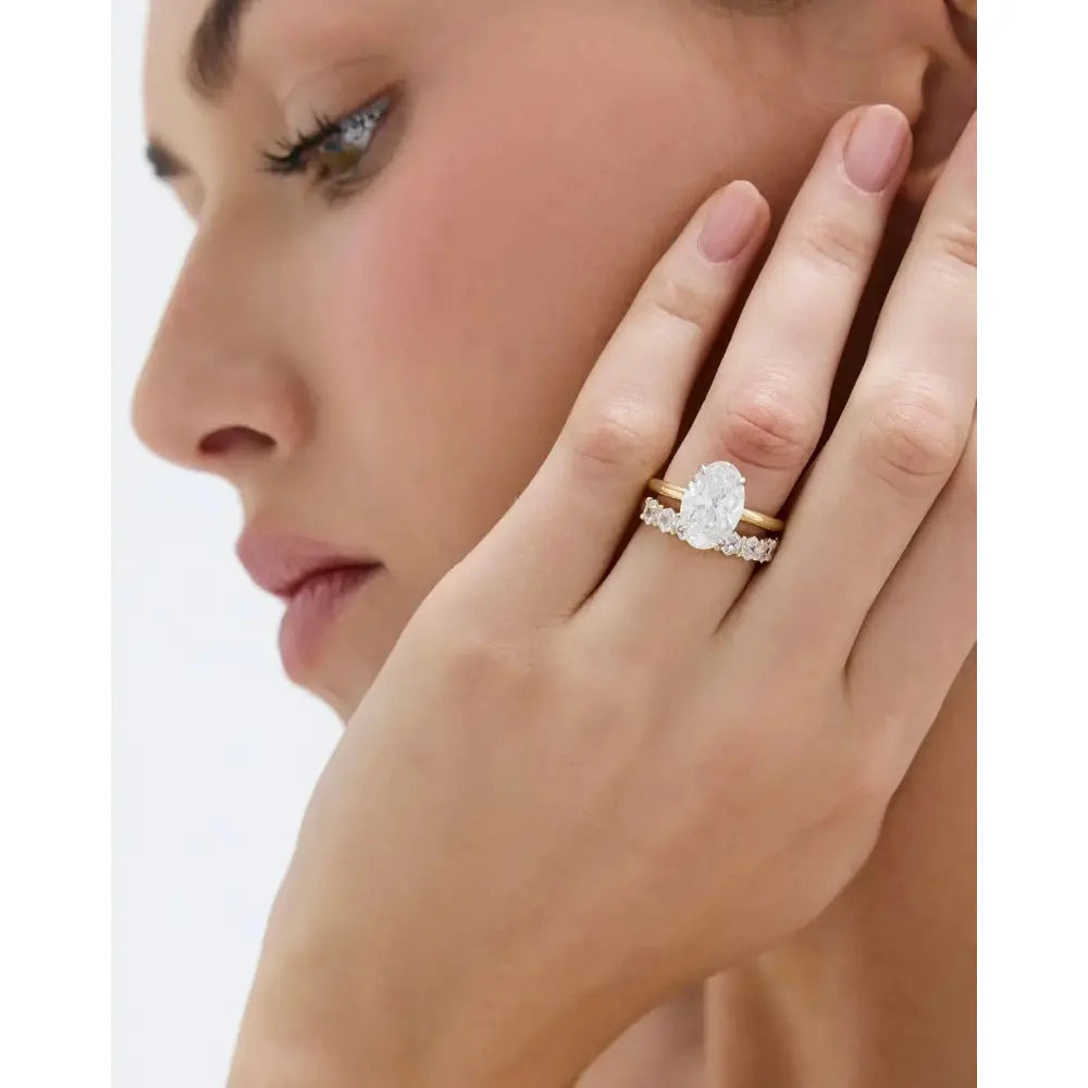 Stunning 3.85 Carat Oval Lab Diamond Cloud Solitaire Engagement Ring.