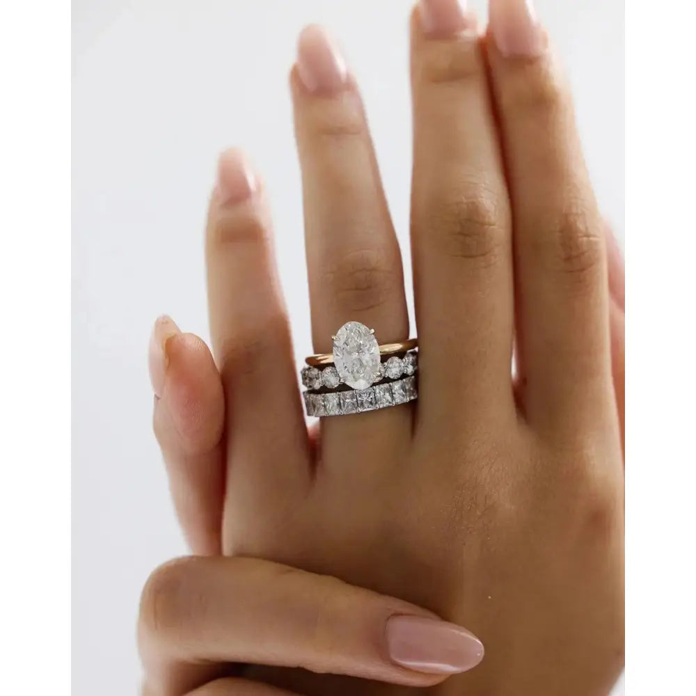 Stunning 3.85 Carat Oval Lab Diamond Cloud Solitaire Engagement Ring.