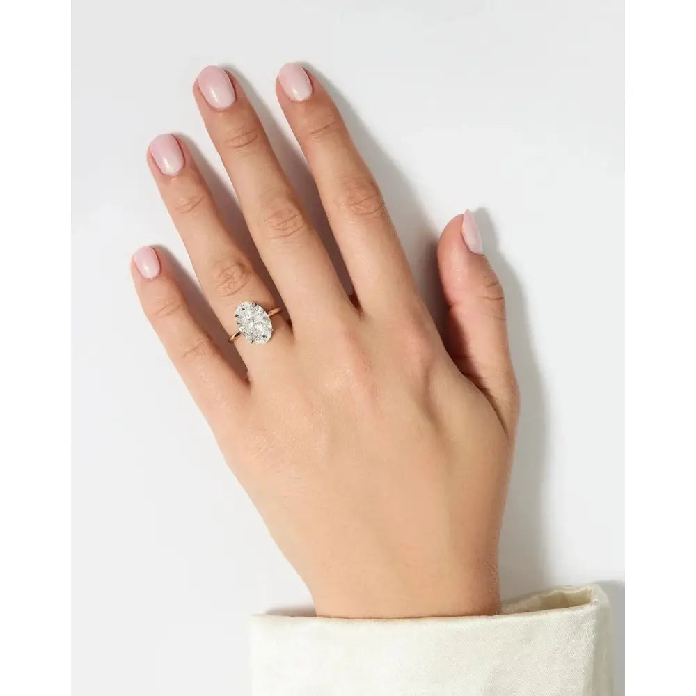 Stunning 4.01 Carat Oval Lab Diamond Cloud Solitaire Ring.