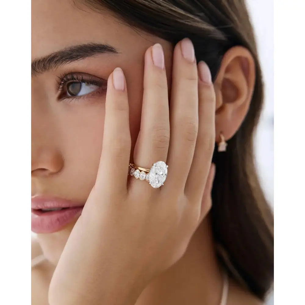 Stunning 4.53 Carat Oval Lab Diamond in Whisper Thin® Setting.