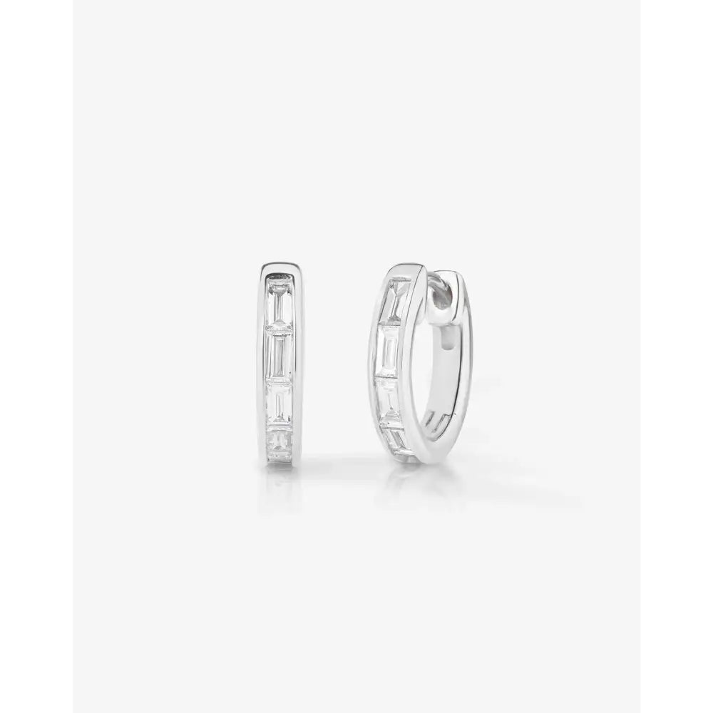 Stunning Baguette Channel-Set Huggie Earrings.