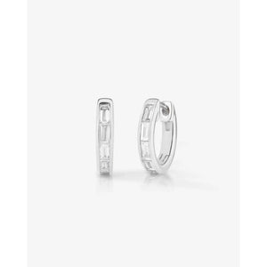 Stunning Baguette Channel-Set Huggie Earrings.