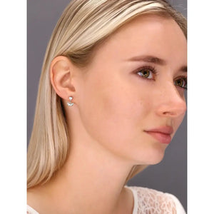 Stunning CZ Angel Wing Love Stud Earrings in Elegant Sterling Silver.