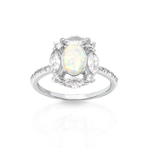 Stunning CZ Fire Opal Oval Ring in Sterling Silver – A Dazzling Gift for Birthdays & Everyday Elegance.