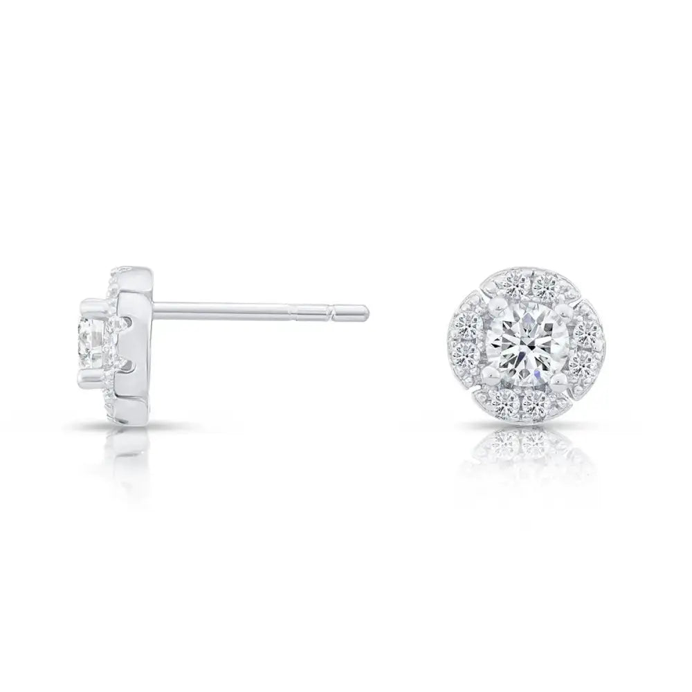 Stunning CZ Halo Flower Stud Earrings in Sterling Silver - Elevate Your Elegance!.