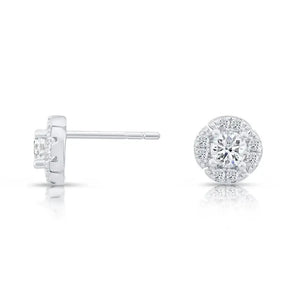 Stunning CZ Halo Flower Stud Earrings in Sterling Silver - Elevate Your Elegance!.