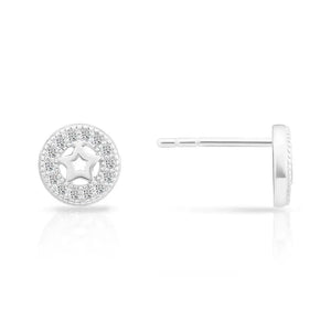 Stunning CZ Halo Star Stud Earrings in Elegant Sterling Silver.