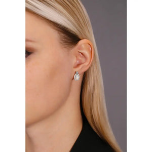 Stunning CZ Oval Fire Opal Halo Stud Earrings in Sterling Silver.