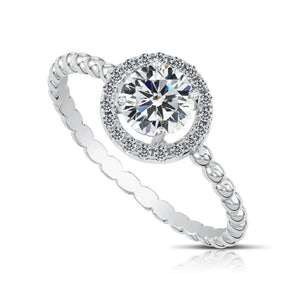 Stunning CZ Round Halo Engagement Ring in Sterling Silver – Perfect Sparkling Proposal for Engagements, Anniversaries & Bridal Elegance.