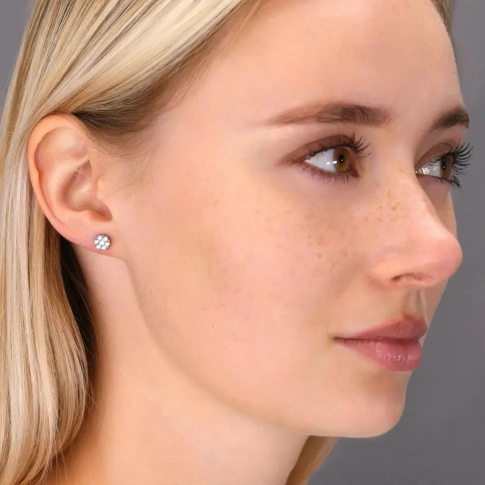 Stunning CZ Small Flower Stud Earrings in Elegant Sterling Silver.