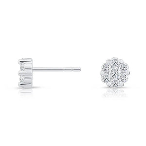 Stunning CZ Small Flower Stud Earrings in Elegant Sterling Silver.