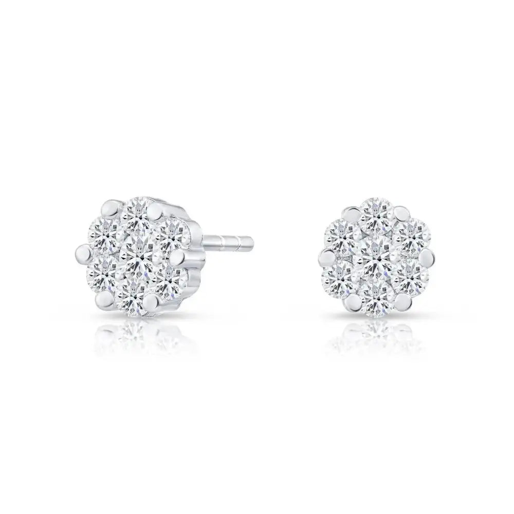 Stunning CZ Small Flower Stud Earrings in Elegant Sterling Silver.
