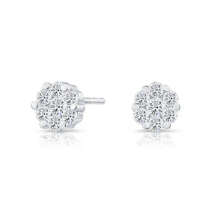 Stunning CZ Small Flower Stud Earrings in Elegant Sterling Silver.