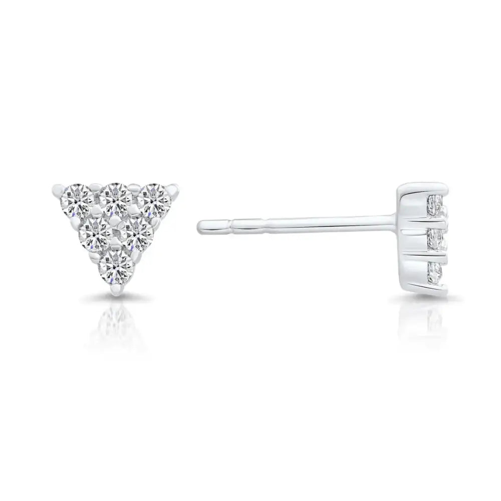 Stunning CZ Tiny Triangle Sterling Silver Stud Earrings.