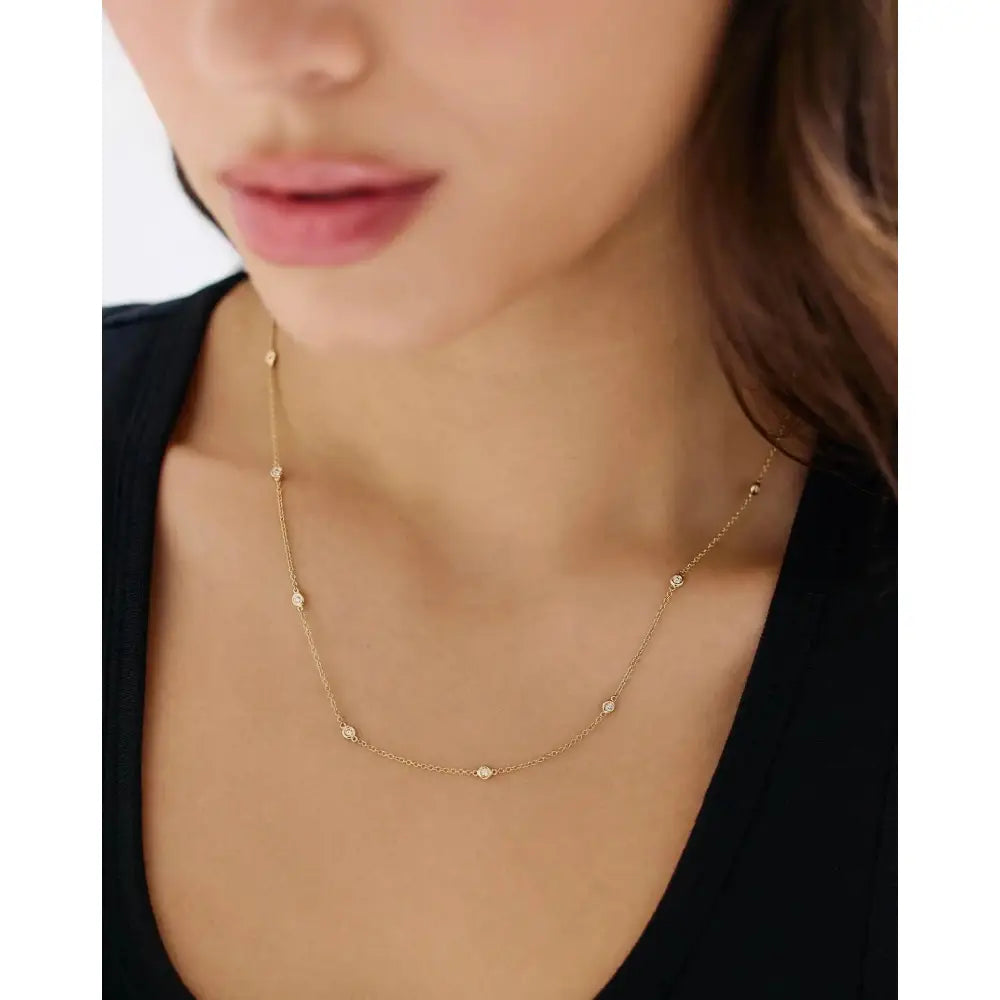 Stunning Diamond Bezel Station Necklace for Timeless Elegance.
