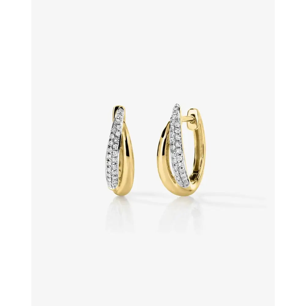 Stunning Double Row Diamond Hoop Earrings.