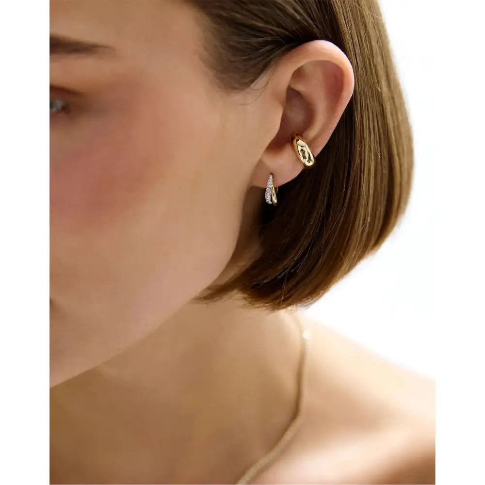 Stunning Double Row Diamond Hoop Earrings.