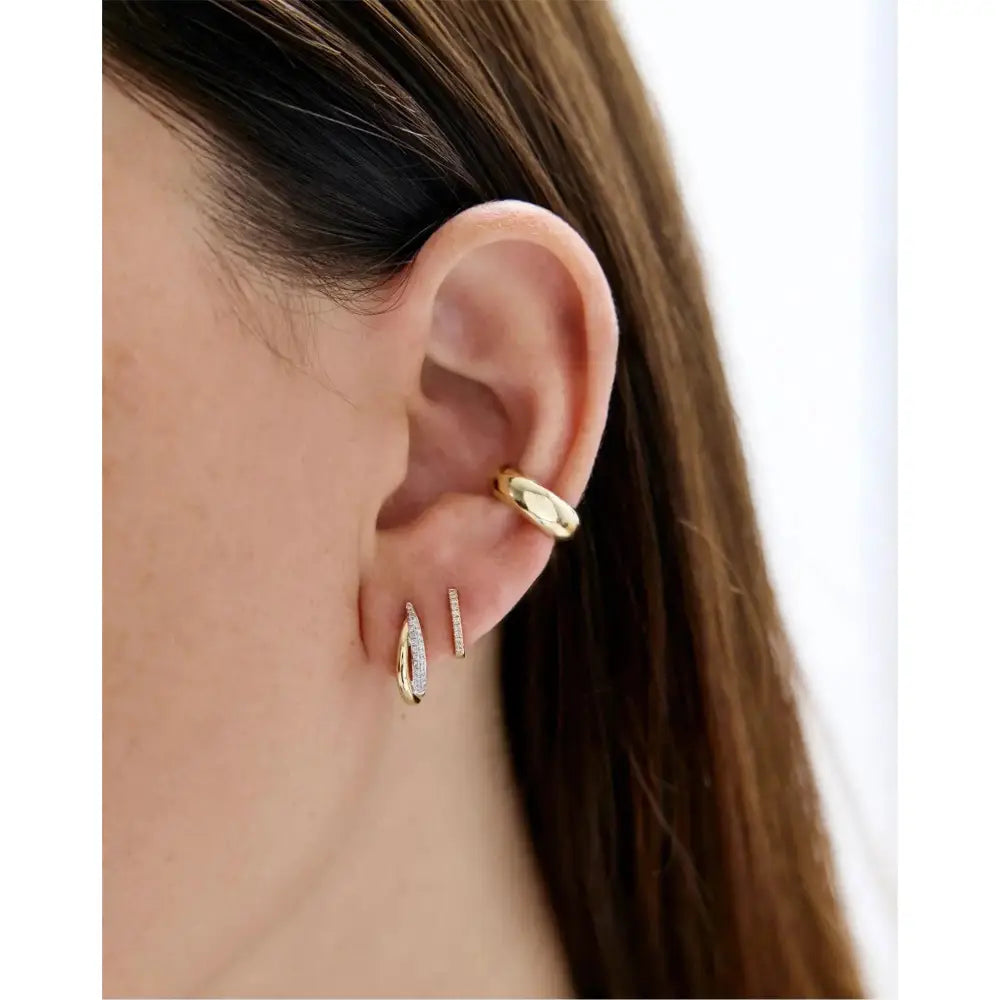 Stunning Double Row Diamond Hoop Earrings.