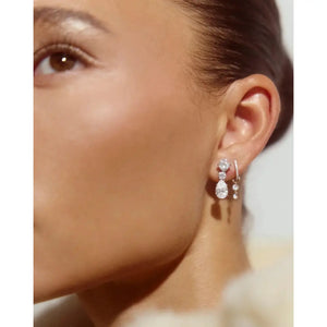 Stunning Drop Round Lab Diamond Huggie Charm Earrings.