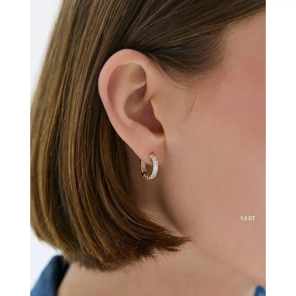 Stunning Emerald Lab Diamond Huggies - Elevate Your Style!.