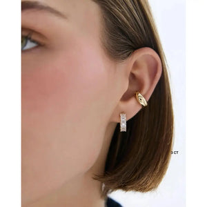 Stunning Emerald Lab Diamond Huggies - Elevate Your Style!.