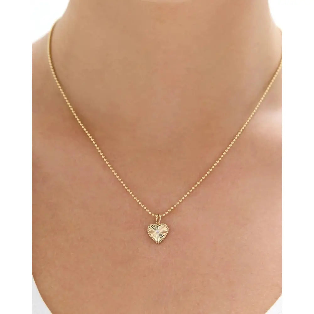 Stunning Fluted Heart Diamond Pendant - Elegance Redefined.