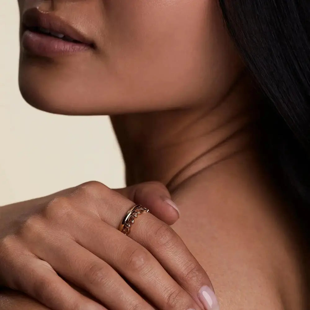 Stunning Gold Sunset Pear Band Ring - Perfect for Every Occasion!.