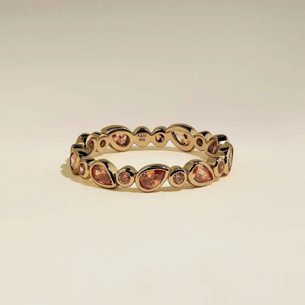 Stunning Gold Sunset Pear Band Ring - Perfect for Every Occasion!.