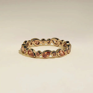 Stunning Gold Sunset Pear Band Ring - Perfect for Every Occasion!.