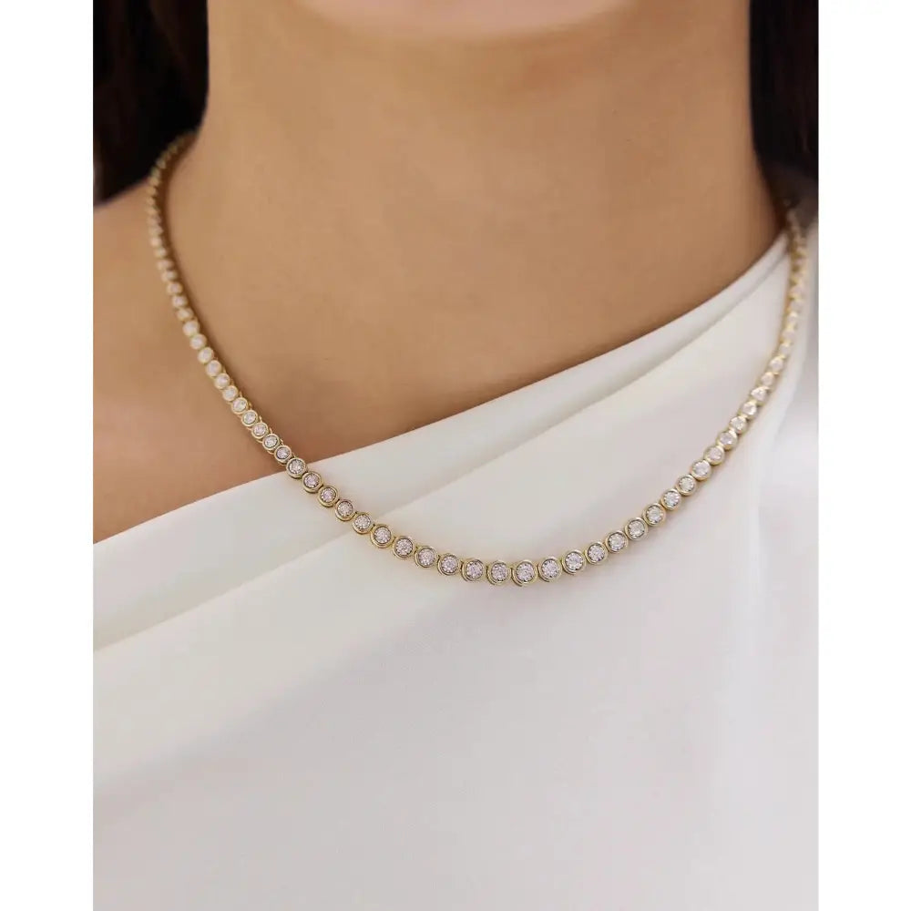 Stunning Graduated Bezel Diamond Tennis Necklace - Elevate Your Elegance.
