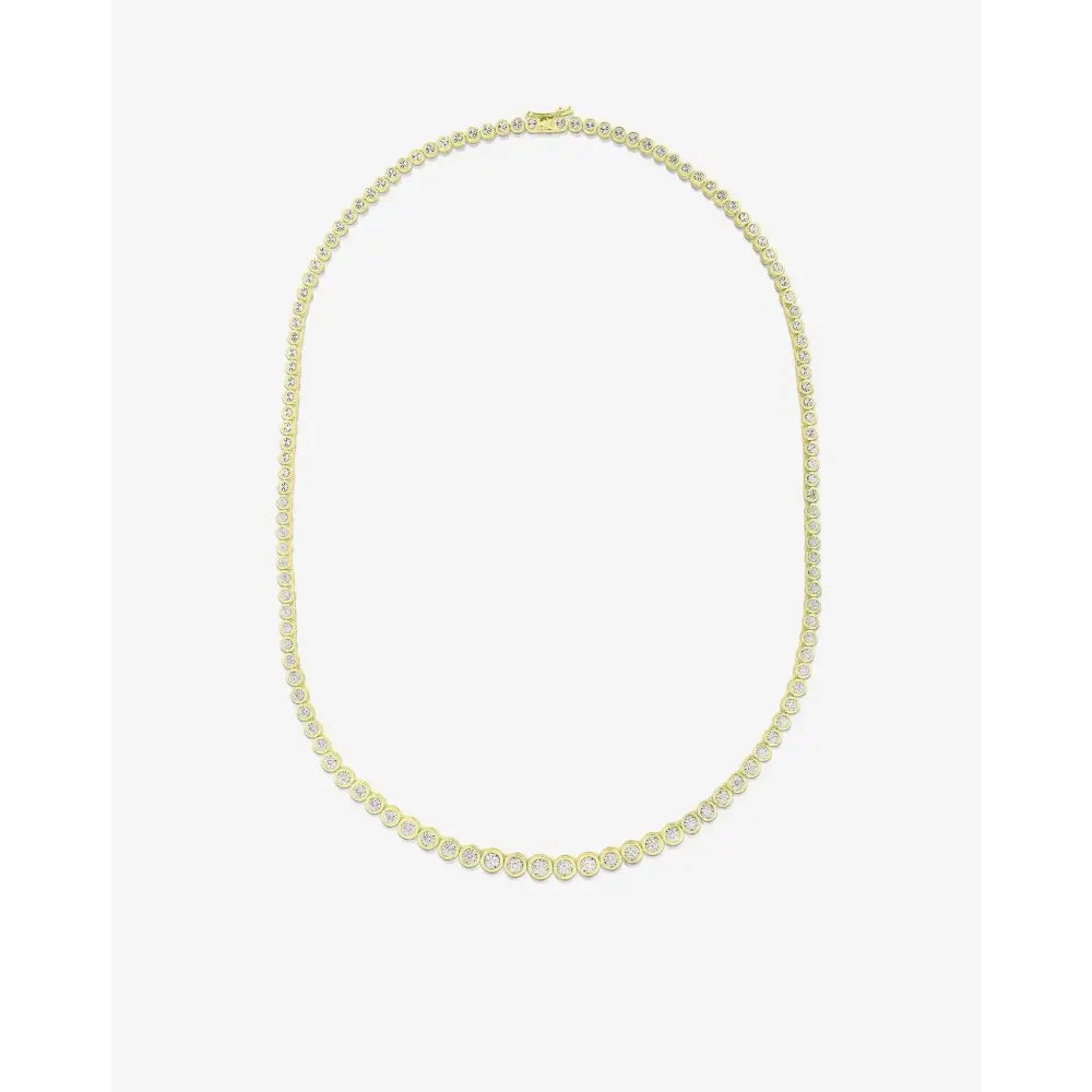 Stunning Graduated Bezel Diamond Tennis Necklace - Elevate Your Elegance.