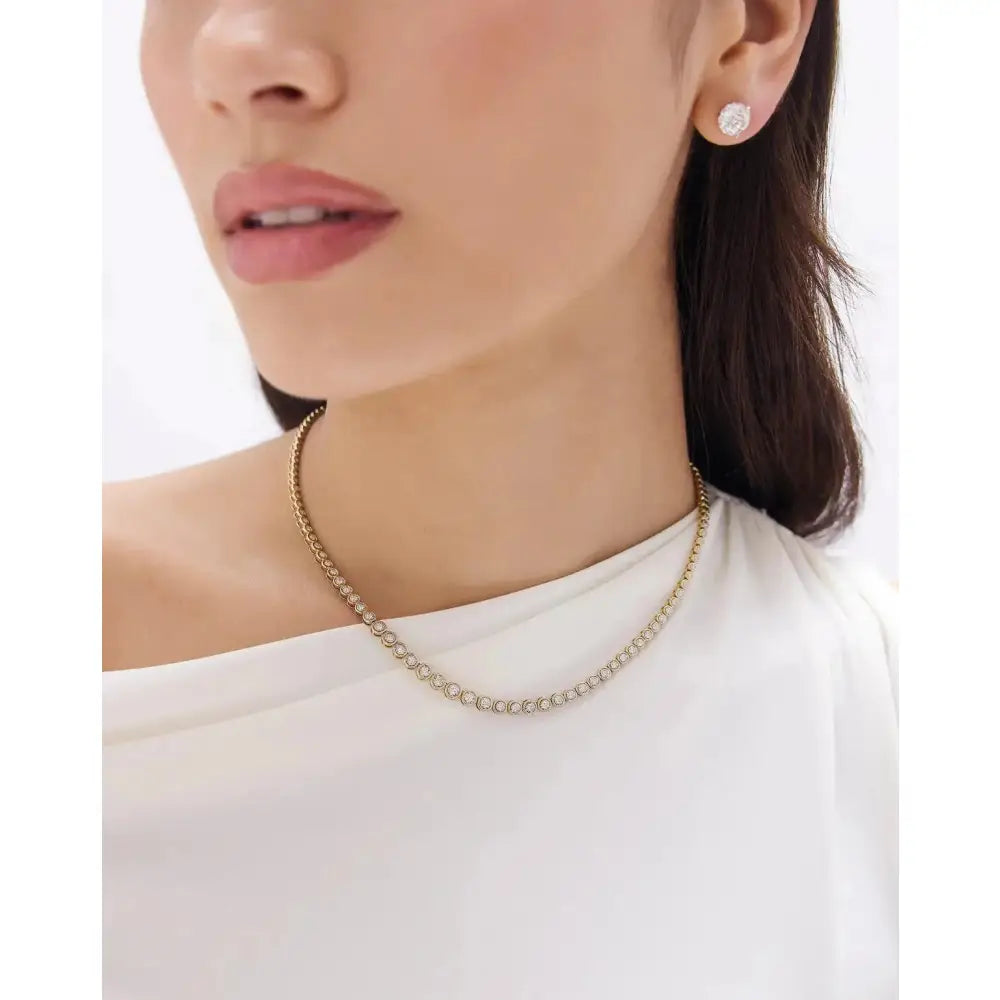 Stunning Graduated Bezel Diamond Tennis Necklace - Elevate Your Elegance.