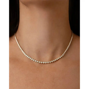 Stunning Graduated Bezel Diamond Tennis Necklace - Elevate Your Elegance.
