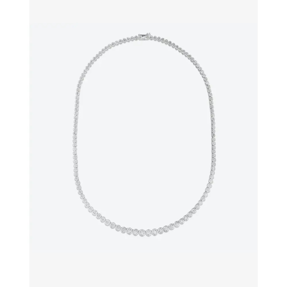Stunning Graduated Bezel Diamond Tennis Necklace - Elevate Your Elegance.