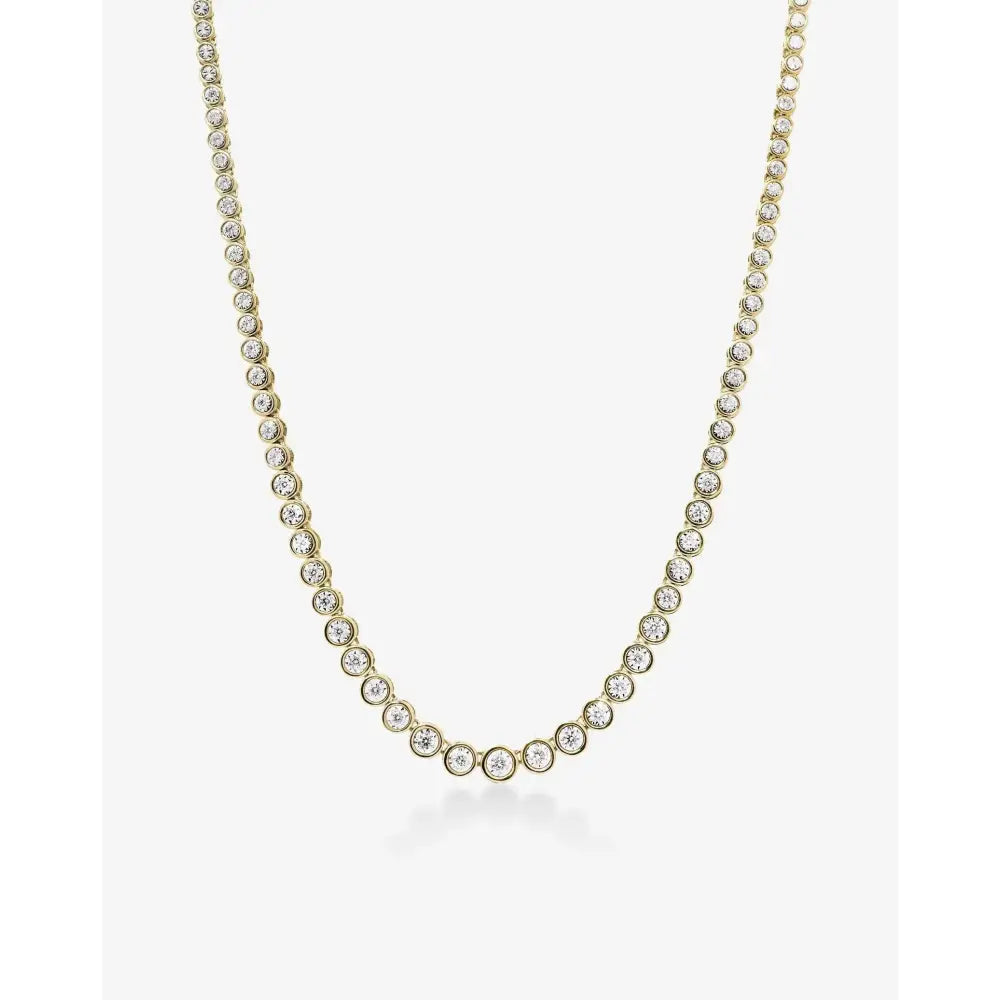 Stunning Graduated Bezel Diamond Tennis Necklace - Elevate Your Elegance.