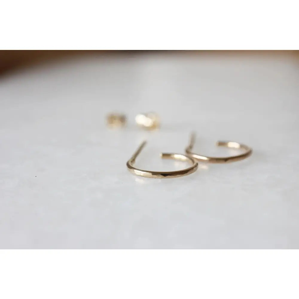 Stunning Handmade Solid Gold Hammered Hoop Earrings - Choose 9K, 14K, or 18K in Yellow, Rose, or White Gold - Available in 10mm or 12mm - Single or Pair Options.