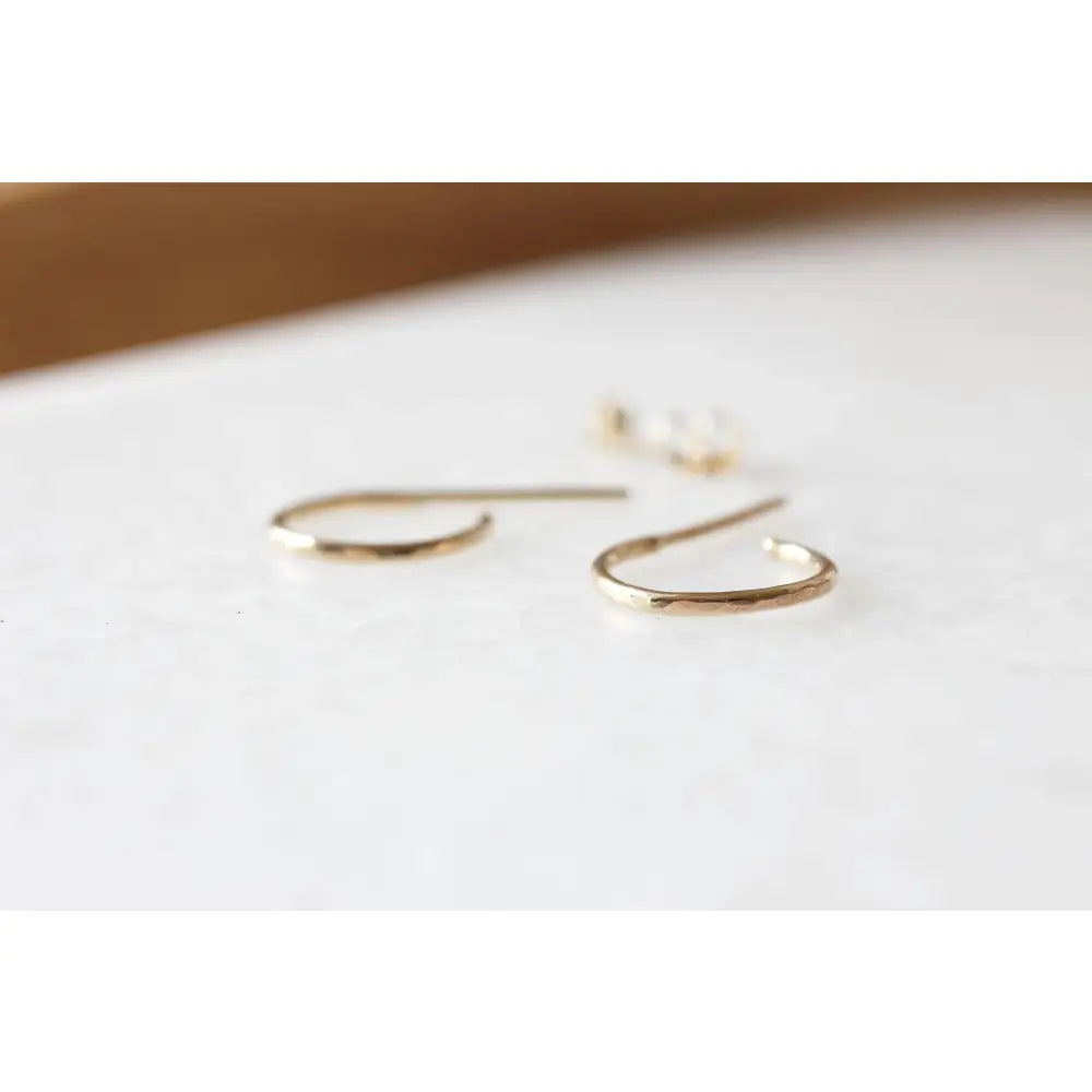 Stunning Handmade Solid Gold Hammered Hoop Earrings - Choose 9K, 14K, or 18K in Yellow, Rose, or White Gold - Available in 10mm or 12mm - Single or Pair Options.