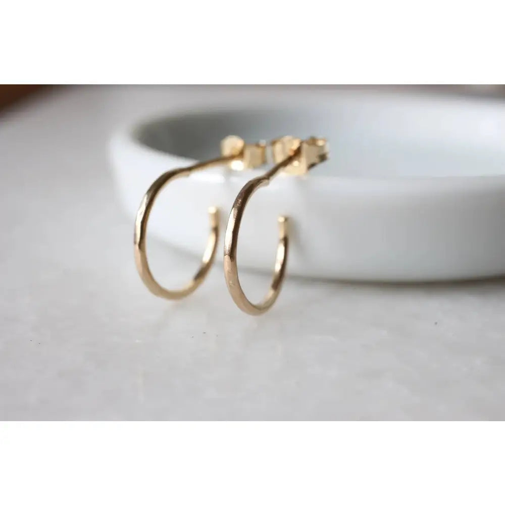 Stunning Handmade Solid Gold Hammered Hoop Earrings - Choose 9K, 14K, or 18K in Yellow, Rose, or White Gold - Available in 10mm or 12mm - Single or Pair Options.