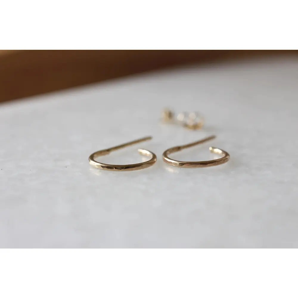 Stunning Handmade Solid Gold Hammered Hoop Earrings - Choose 9K, 14K, or 18K in Yellow, Rose, or White Gold - Available in 10mm or 12mm - Single or Pair Options.