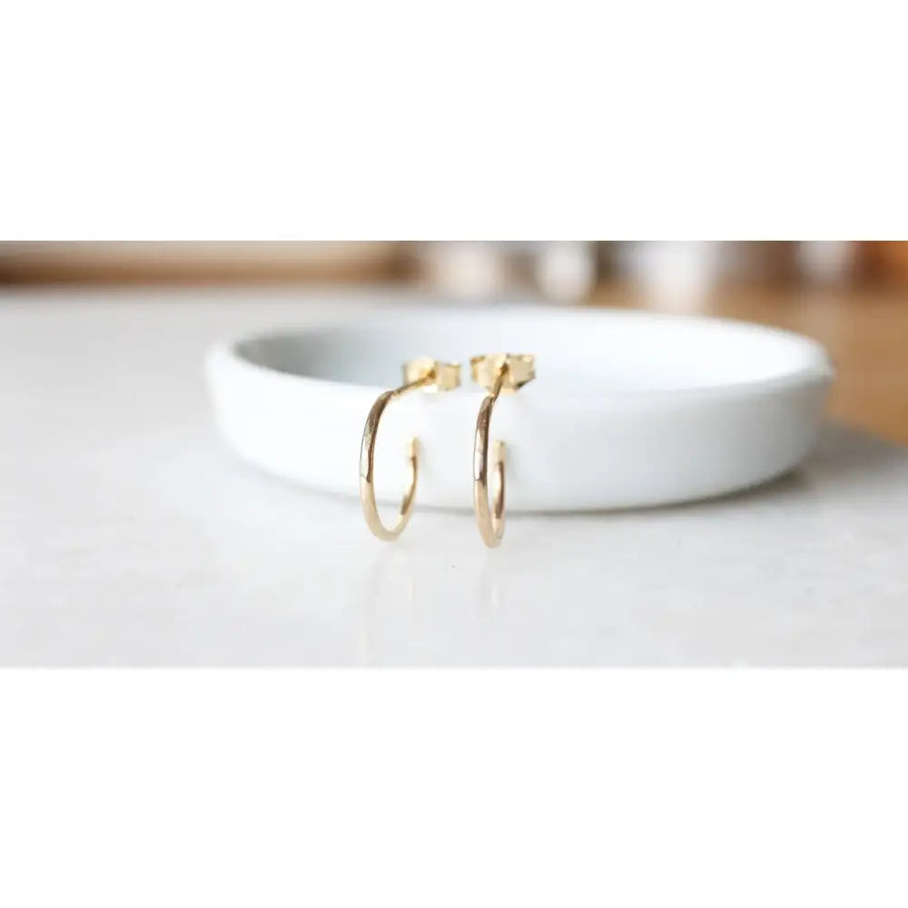 Stunning Handmade Solid Gold Hammered Hoop Earrings - Choose 9K, 14K, or 18K in Yellow, Rose, or White Gold - Available in 10mm or 12mm - Single or Pair Options.