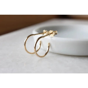 Stunning Handmade Solid Gold Hammered Hoop Earrings - Choose 9K, 14K, or 18K in Yellow, Rose, or White Gold - Available in 10mm or 12mm - Single or Pair Options.
