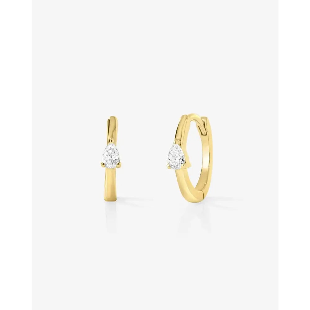 Stunning Mini Pear Diamond Huggies for Effortless Elegance.