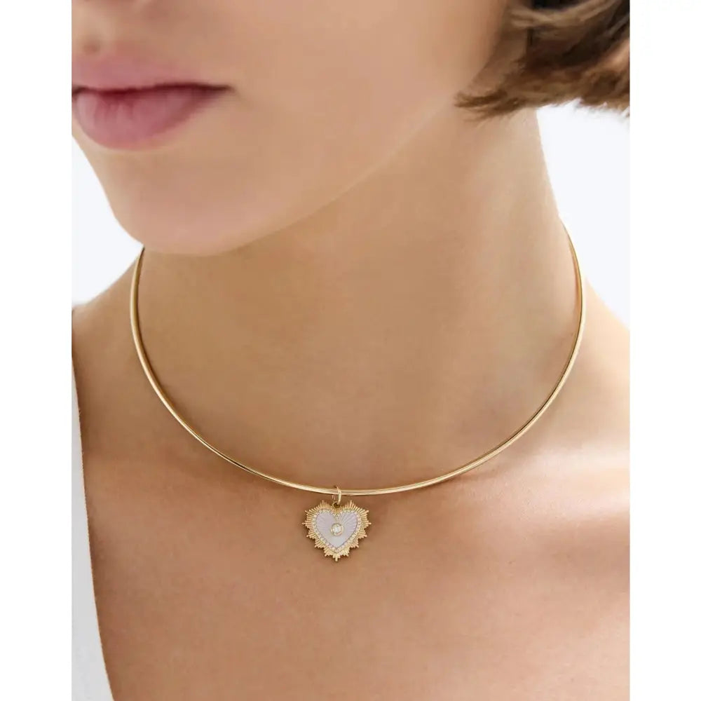 Stunning Mother of Pearl Heart Pendant - Embrace Elegance and Love.